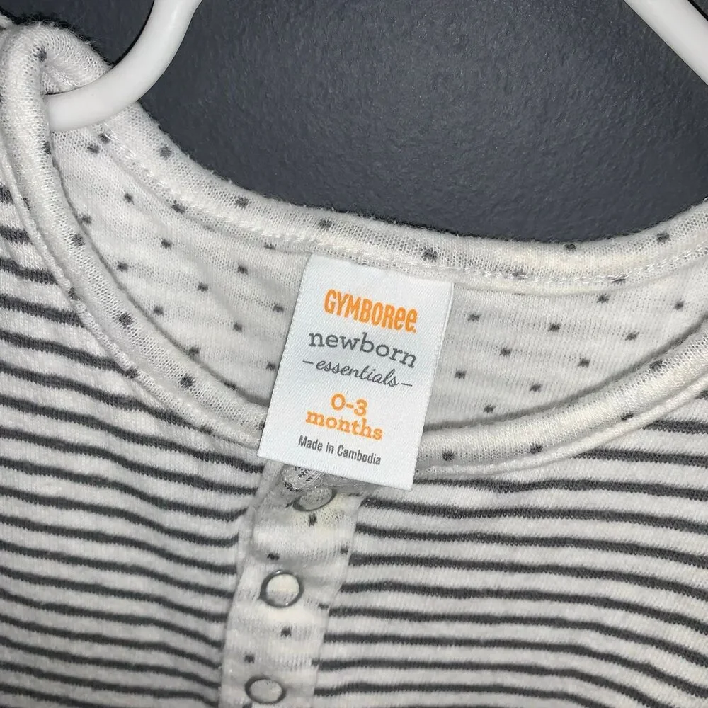 Gymboree Newborn  Essentials Romper 0-3m Gray Striped Polka Dot